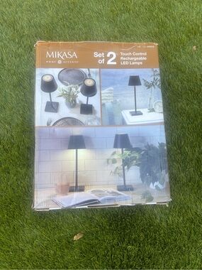 Mikasa Black Rechargeable Touch LED Lamp Pair
